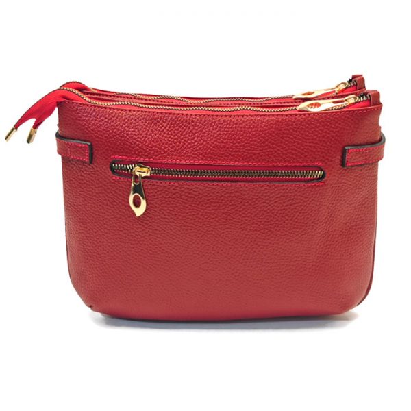 کیف مجلسی چرم طبیعی زنانه فلوتر قرمز