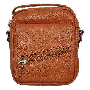 کیف دوشی دسته دار چرم طبیعی سایز کوچک PB734 فلوتر عسلی