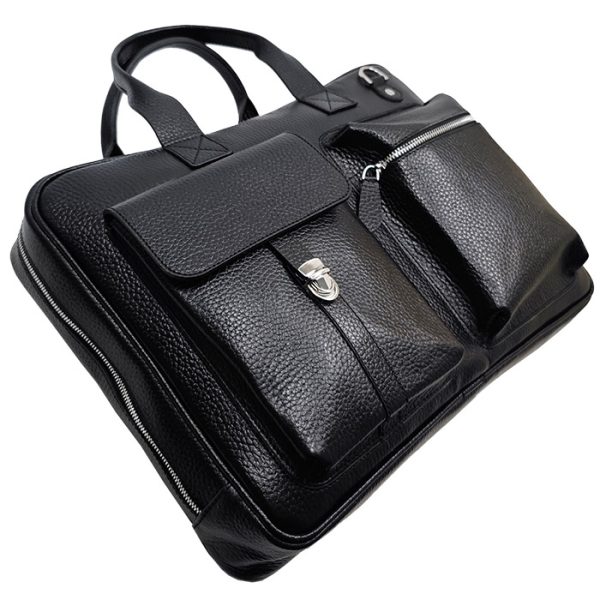 کیف اداری و لپ تاپ چرم طبیعی سه طبله فلوتر مشکی
