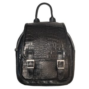 کوله پشتی اسپرت چرم طبیعی پوست ماری مشکی