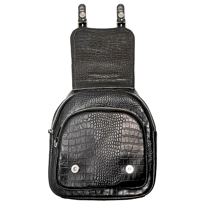 BP504-2 کوله پشتی اسپرت چرم طبیعی مشکی پوست ماری