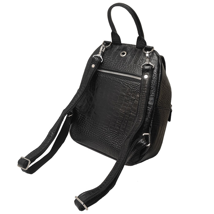 BP504-4 کوله پشتی اسپورت چرم طبیعی پوست ماری مشکی