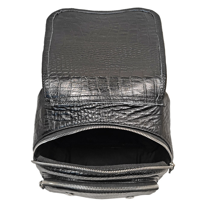 BP504-5 کوله پشتی چرم طبیعی پوست ماری مشکی