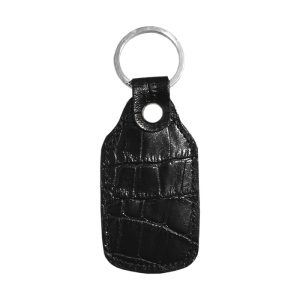 جاسوئیچی حلقه ای چرم طبیعی مشکی پوست ماری