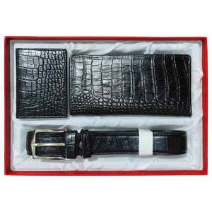 ست کیف و کمربند پوست ماری چرم طبیعی مردانه